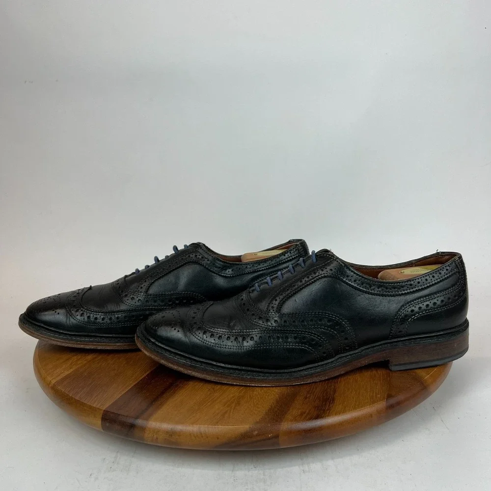 Mens Allen Edmonds McTavish Black Leather Wingtip Brogue Dress Shoes Size 10.5 B